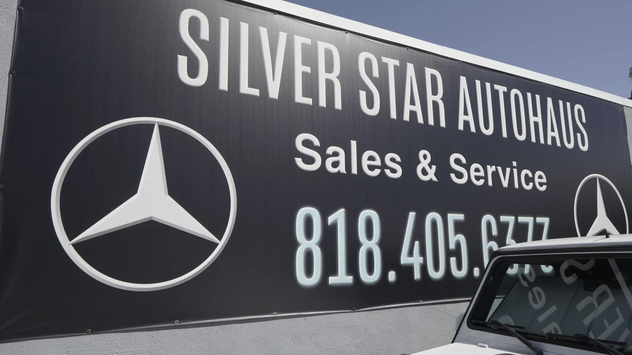 Silver Star Autohaus shop sign at the Burbank Mercedes-Benz specialist repair shop